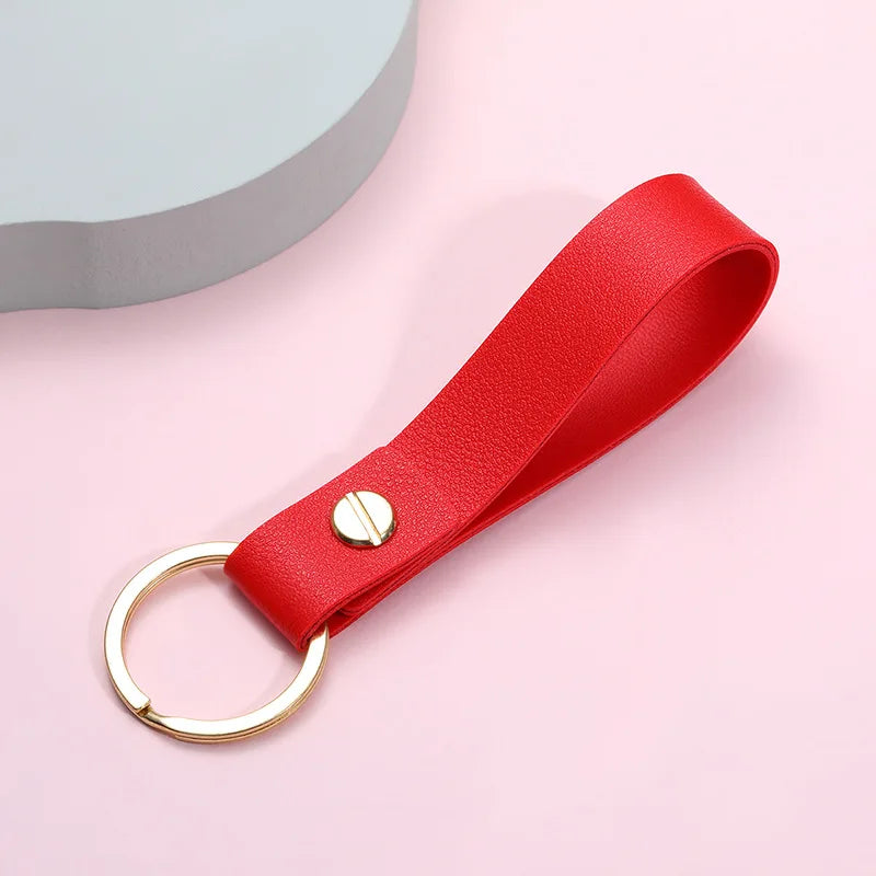 Trassory Personalized Mini Leather Metal Ring Key Chain Holder