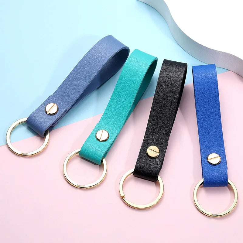 Trassory Personalized Mini Leather Metal Ring Key Chain Holder