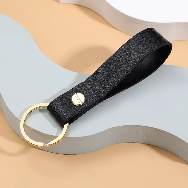 Trassory Personalized Mini Leather Metal Ring Key Chain Holder