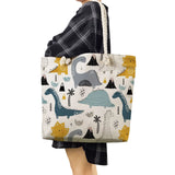 Dinosaur Print Animal Shoulder Bag Casual Tote Large Capacity Shopping Bag