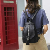 Travel Backpack Chain Tassel Women Bag Soft Pu Leather Multifunctional