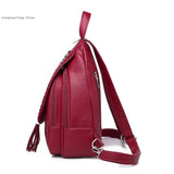 Travel Backpack Chain Tassel Women Bag Soft Pu Leather Multifunctional