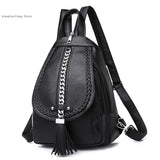 Travel Backpack Chain Tassel Women Bag Soft Pu Leather Multifunctional