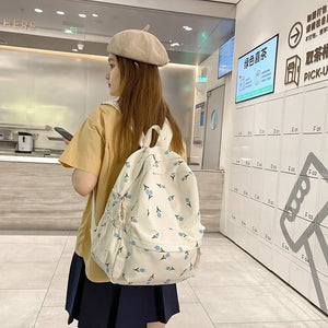 Floral Print Backpack Women Laptop Book Bag