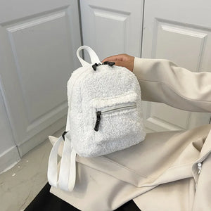 Lamb Fleece Women's Shoulder Backpack for Autumn Winter