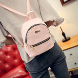 Leather Backpack School Rucksack College Solid Ladies Satchel Casual Bag