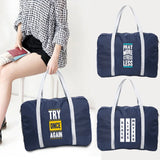 Unisex Foldable Duffle Bag Large Capacity Portable Phrase Printed Luggage Bag