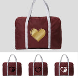 Unisex Foldable Handbag Organizers Large Capacity Love Print Waterproof