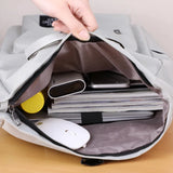 Canvas Roll Top Laptop Backpack with USB Charging Port