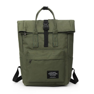 Canvas Roll Top Laptop Backpack with USB Charging Port