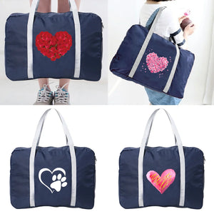 Large Capacity Foldable Luggage Water Proof Handbag Love Series Print