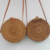 Summer Straw Beach Circle Shoulder Bag Sunflower Knitted Rattan Handbag