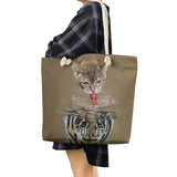 Animal Graphic Shoulder Bag Tote Cat Dog Print Handbag