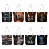 Animal Graphic Shoulder Bag Tote Cat Dog Print Handbag