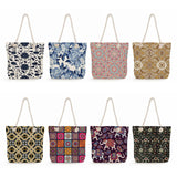 Casual High Capacity Women Tote Bags Floral Print Handbags Thick Rope Beach Bag