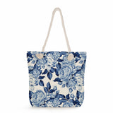 Casual High Capacity Women Tote Bags Floral Print Handbags Thick Rope Beach Bag