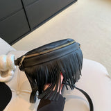 Tassel Leather Crossbody Chest Bag Large Capacity Women's Waist Bag