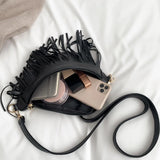 Tassel Leather Crossbody Chest Bag Large Capacity Women's Waist Bag