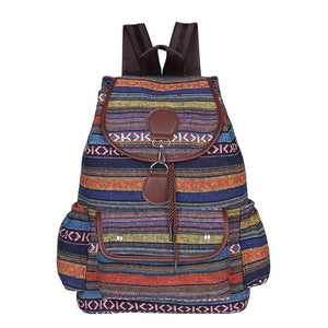 Bohemian Striped Backpack for Women