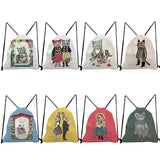 Japanese Style Cat Girl Drawstring Backpack for Students