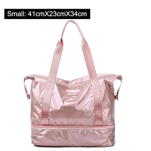 Nylon Gym Bag Dry Wet Separation Yoga Bag Large Capacity Shoulder Overnight Bag