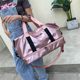 Nylon Gym Bag Dry Wet Separation Yoga Bag Large Capacity Shoulder Overnight Bag