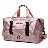 Nylon Gym Bag Dry Wet Separation Yoga Bag Large Capacity Shoulder Overnight Bag
