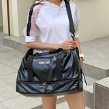 Nylon Gym Bag Dry Wet Separation Yoga Bag Large Capacity Shoulder Overnight Bag