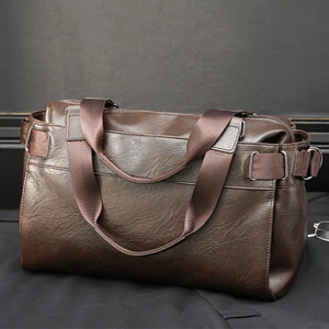 Men's PU Leather Travel Duffle Bag Business Trip Shoulder Bag