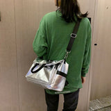 Waterproof Leather Backpack for Women, Silver Tide Girl School Bag