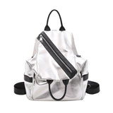 Waterproof Leather Backpack for Women, Silver Tide Girl School Bag