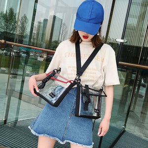 Travel PVC Shoulder Bag Women Flap Zipper Transparent Crossbody Messenger