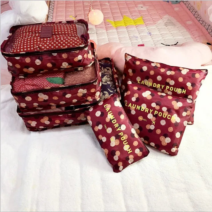 6pcs Waterproof Travel Packing Cubes Clothing Sorting Organize Bag
