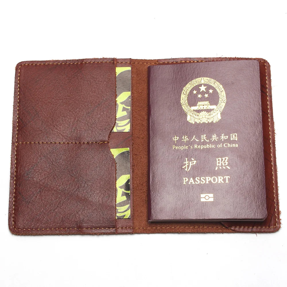 Vintage Crazy Horse Leather Travel Passport Wallet