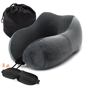 Memory Foam Travel Pillow Neck and Cervical for Airplane Car Office Napping