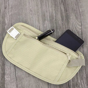 Travel Pouch Hidden Wallet Passport Money Waist Belt Bag Slim Secret Security
