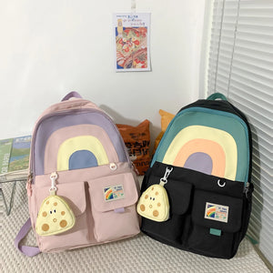 Travel Rucksack Student Bookbag with Pendant Large Capacity Backpack