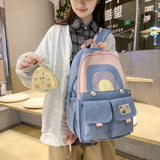 Travel Rucksack Student Bookbag with Pendant Large Capacity Backpack