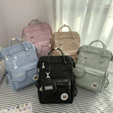 Preppy Purple Waterproof Backpack Women Candy Colors Fancy High School Bags