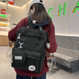 Preppy Purple Waterproof Backpack Women Candy Colors Fancy High School Bags