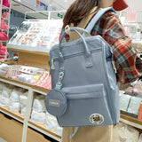 Preppy Purple Waterproof Backpack Women Candy Colors Fancy High School Bags