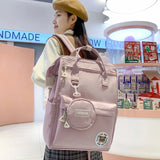 Preppy Purple Waterproof Backpack Women Candy Colors Fancy High School Bags