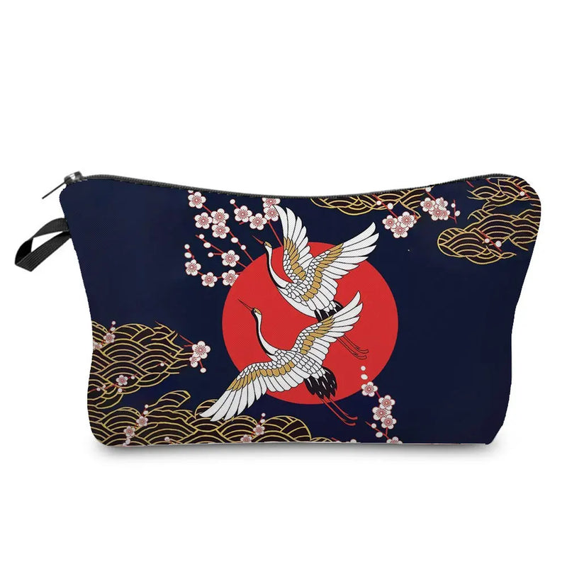 Chinese Crane Print Makeup Bag Travel Teacher Gift