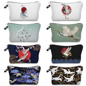 Chinese Crane Print Makeup Bag Travel Teacher Gift