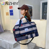 Plaid Shoulder Luggage Bag Waterproof Oxford Gym Bag