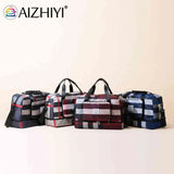 Plaid Shoulder Luggage Bag Waterproof Oxford Gym Bag