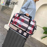 Plaid Shoulder Luggage Bag Waterproof Oxford Gym Bag