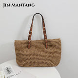 Women's Large Woven Shoulder Bag Bohemian Rattan Beach Tote