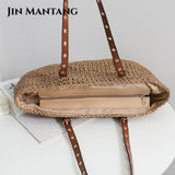 Women's Large Woven Shoulder Bag Bohemian Rattan Beach Tote
