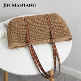 Women's Large Woven Shoulder Bag Bohemian Rattan Beach Tote
